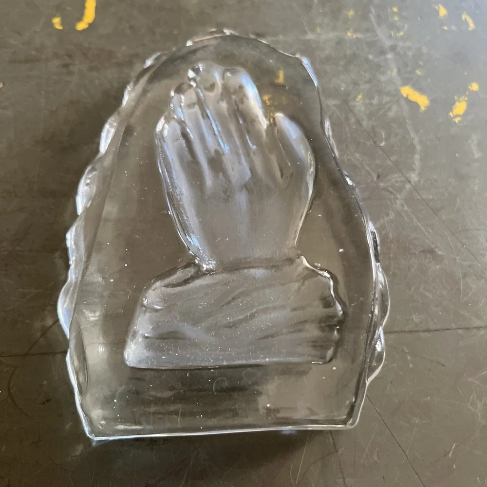 Vintage Etched Crystal Praying Hands 5